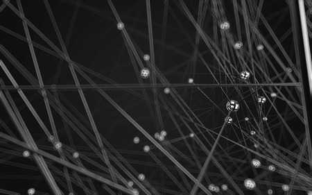 Abstract polygonal space low poly dark background with connecting dots and lines. Connection structure.の写真素材