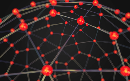 Abstract polygonal space low poly dark background with connecting dots and lines. Connection structure.の写真素材