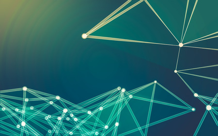 Abstract polygonal space low poly dark background with connecting dots and lines. Connection structure.の写真素材