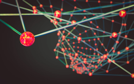 Abstract polygonal space low poly dark background with connecting dots and lines. Connection structure.の写真素材