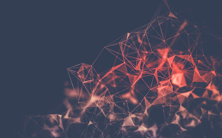 Abstract polygonal space low poly dark background with connecting dots and lines. Connection structure.の写真素材