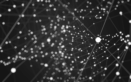 Abstract polygonal space low poly dark background with connecting dots and lines. Connection structure.の写真素材