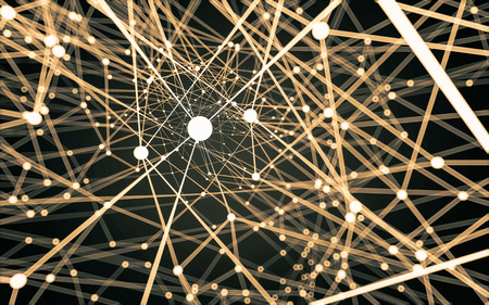 Abstract polygonal space low poly dark background with connecting dots and lines. Connection...