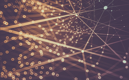 Abstract polygonal space low poly dark background with connecting dots and lines. Connection...
