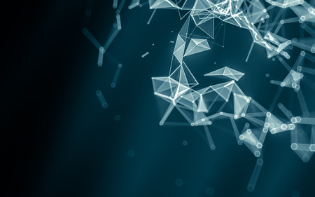 Abstract polygonal space low poly dark background with connecting dots and lines. Connection structure. 3d renderingの写真素材