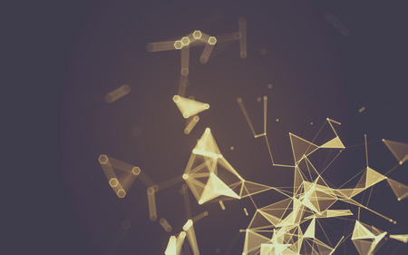 Abstract polygonal space low poly dark background with connecting dots and lines. Connection structure. 3d renderingの写真素材