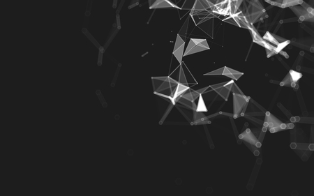 Abstract polygonal space low poly dark background with connecting dots and lines. Connection structure. 3d renderingの写真素材