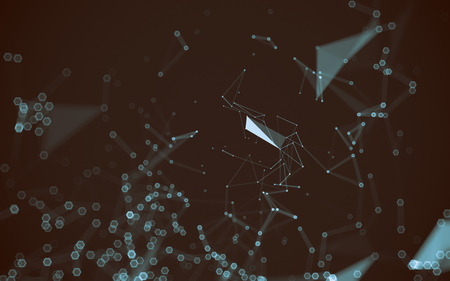 Abstract polygonal space low poly dark background with connecting dots and lines. Connection structure. 3d renderingの写真素材