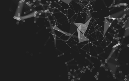 Abstract polygonal space low poly dark background with connecting dots and lines. Connection structure. 3d renderingの写真素材