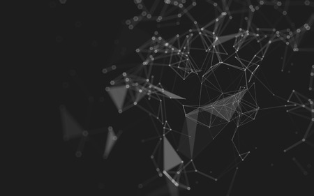Abstract polygonal space low poly dark background with connecting dots and lines. Connection structure. 3d renderingの写真素材