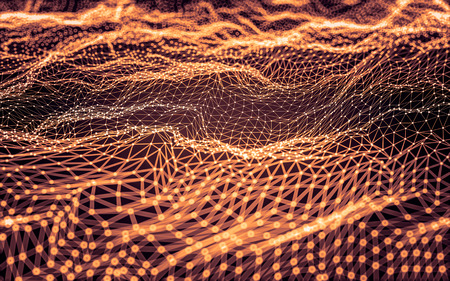 Abstract polygonal space low poly dark background with connecting dots and lines. Connection structure. 3d renderingの写真素材