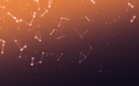 Abstract polygonal space low poly dark background with connecting dots and lines. Connection...