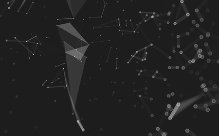 Abstract polygonal space low poly dark background with connecting dots and lines. Connection structure. 3d renderingの写真素材