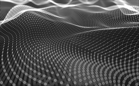 Abstract polygonal space low poly dark background with connecting dots and lines. Connection structure. 3d renderingの写真素材