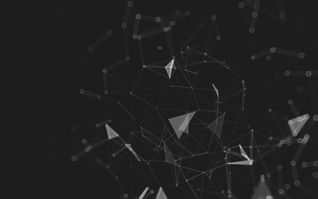 Abstract polygonal space low poly dark background with connecting dots and lines. Connection structure. 3d renderingの写真素材