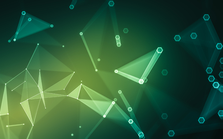 Abstract polygonal space low poly dark background with connecting dots and lines. Connection structure. 3d renderingの写真素材