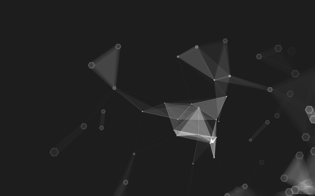 Abstract polygonal space low poly dark background with connecting dots and lines. Connection structure. 3d renderingの写真素材