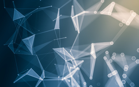 Abstract polygonal space low poly dark background with connecting dots and lines. Connection structure. 3d renderingの写真素材