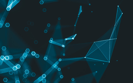 Abstract polygonal space low poly dark background with connecting dots and lines. Connection...