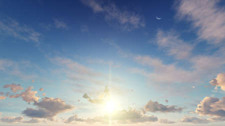 Cloudy blue sky abstract background, blue sky background with tiny clouds, 3d renderingの写真素材
