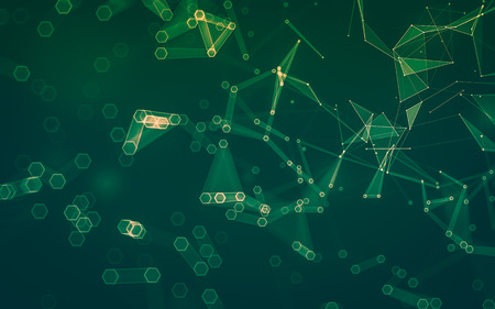 Abstract polygonal space low poly dark background with connecting dots and lines. Connection...