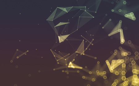Abstract polygonal space low poly dark background with connecting dots and lines. Connection...