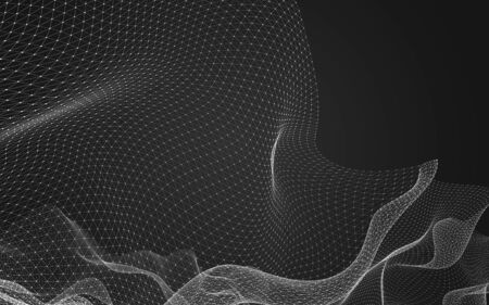 Abstract polygonal space low poly dark background with connecting dots and lines. Connection structure. 3d renderingの写真素材