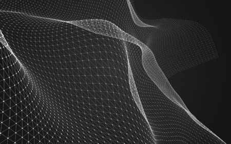 Abstract polygonal space low poly dark background with connecting dots and lines. Connection structure. 3d renderingの写真素材