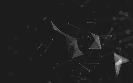 Abstract polygonal space low poly dark background with connecting dots and lines. Connection structure. 3d renderingの写真素材