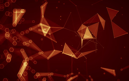 Abstract polygonal space low poly dark background with connecting dots and lines. Connection...