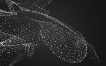 Abstract polygonal space low poly dark background with connecting dots and lines. Connection...