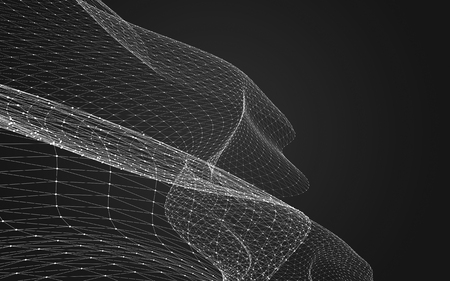 Abstract polygonal space low poly dark background with connecting dots and lines. Connection structure. 3d renderingの写真素材