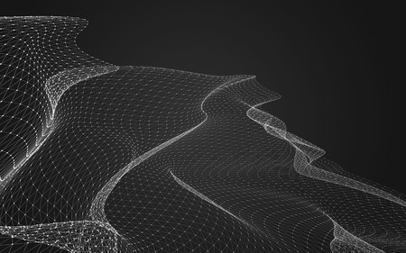 Abstract polygonal space low poly dark background with connecting dots and lines. Connection structure. 3d renderingの写真素材