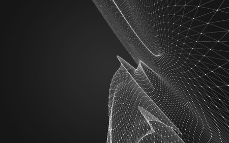 Abstract polygonal space low poly dark background with connecting dots and lines. Connection structure. 3d renderingの写真素材