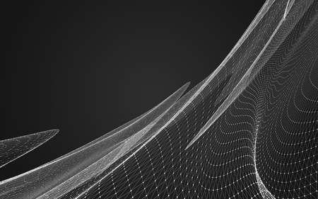 Abstract polygonal space low poly dark background with connecting dots and lines. Connection structure. 3d renderingの写真素材