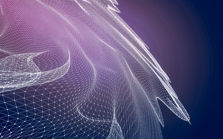 Abstract polygonal space low poly dark background with connecting dots and lines. Connection...