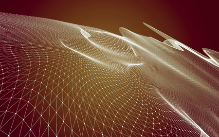 Abstract polygonal space low poly dark background with connecting dots and lines. Connection structure. 3d renderingの写真素材