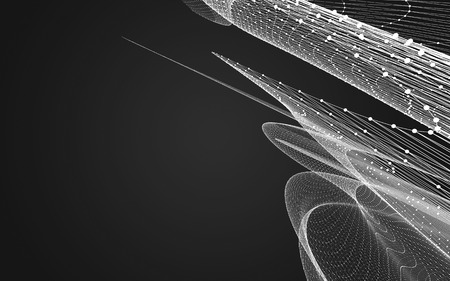 Abstract polygonal space low poly dark background with connecting dots and lines. Connection structure. 3d renderingの写真素材