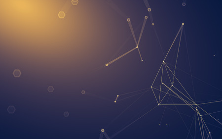 Abstract polygonal space low poly dark background with connecting dots and lines. Connection...