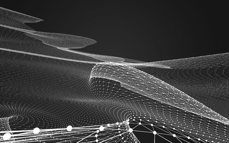 Abstract polygonal space low poly dark background with connecting dots and lines. Connection structure. 3d renderingの写真素材