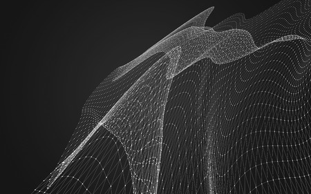 Abstract polygonal space low poly dark background with connecting dots and lines. Connection structure. 3d renderingの写真素材