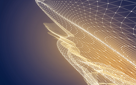 Abstract polygonal space low poly dark background with connecting dots and lines. Connection...