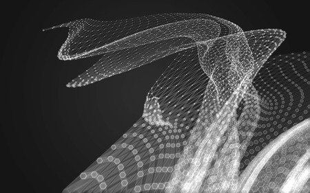 Abstract polygonal space low poly dark background with connecting dots and lines. Connection structure. 3d renderingの写真素材