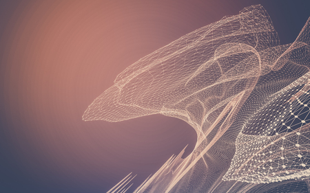 Abstract polygonal space low poly dark background with connecting dots and lines. Connection structure. 3d renderingの写真素材