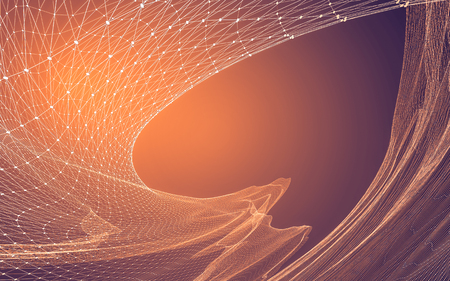 Abstract polygonal space low poly dark background with connecting dots and lines. Connection structure. 3d renderingの写真素材