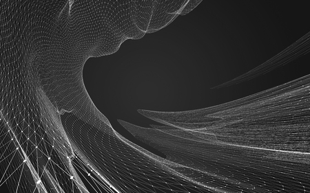 Abstract polygonal space low poly dark background with connecting dots and lines. Connection structure. 3d renderingの写真素材