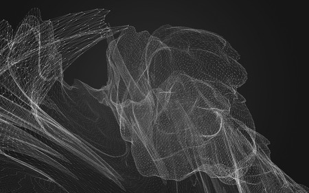 Abstract polygonal space low poly dark background with connecting dots and lines. Connection structure. 3d renderingの写真素材