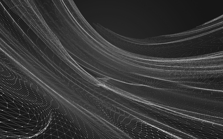 Abstract polygonal space low poly dark background with connecting dots and lines. Connection structure. 3d renderingの写真素材