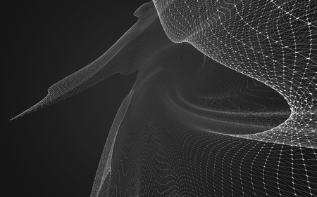 Abstract polygonal space low poly dark background with connecting dots and lines. Connection structure. 3d renderingの写真素材