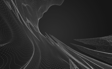 Abstract polygonal space low poly dark background with connecting dots and lines. Connection structure. 3d renderingの写真素材